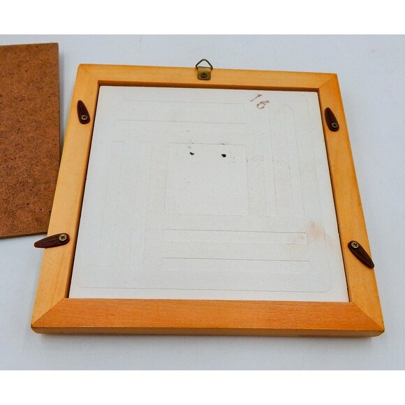 Framed Ceramic Tile Anime White Mouse With Gift Asian Wording Raised Outline - Picture 4 of 6